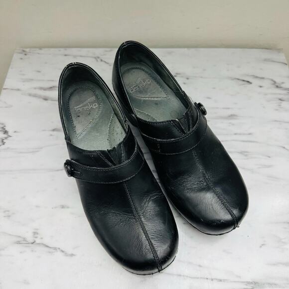 Dansko Solstice Black Leather Slip On Professional Clogs Women’s Size 9.5 - Picture 10 of 11